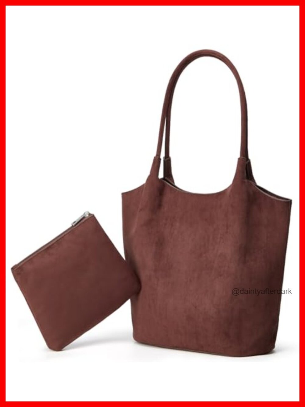 Faux Suede Shoulder Bag Large Bucket Tote Purse Casual Commuter Handbag
